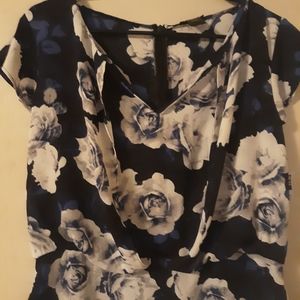 Gorgeous blue and rose print floral blouse
